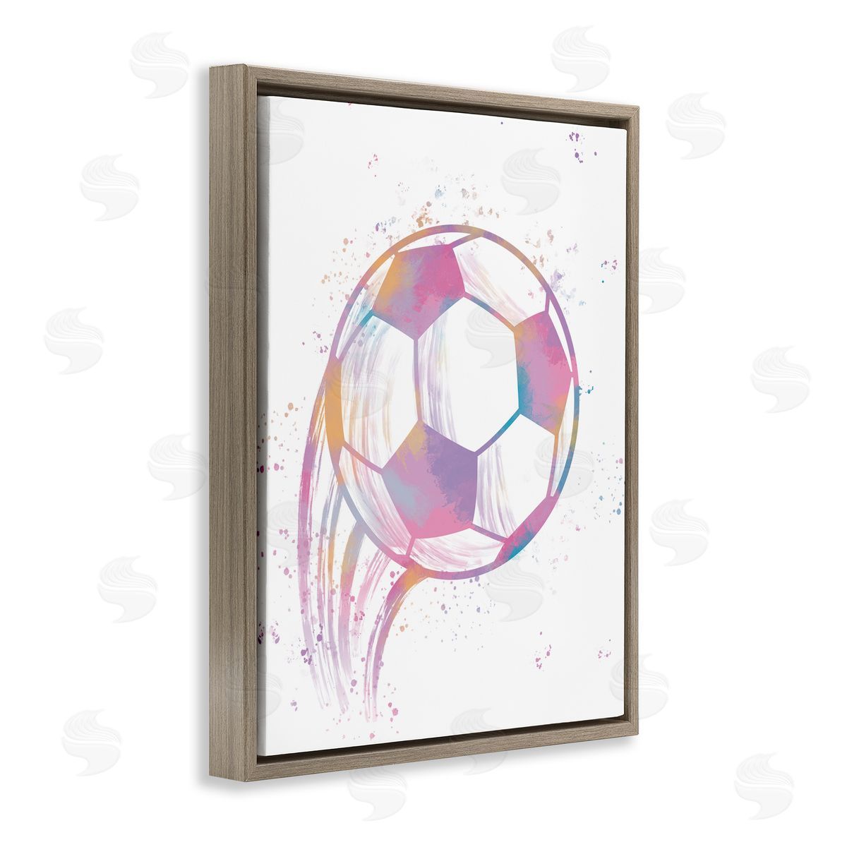 Marcus Prime Fast Pastel Soccer Ball Brown Floating Frame Canvas Art Print