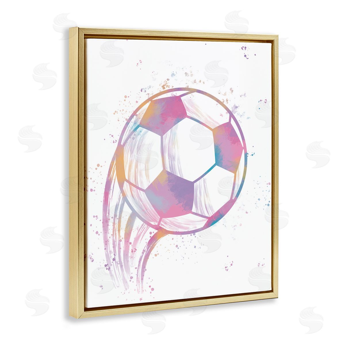 Marcus Prime Fast Pastel Soccer Ball Gold Floating Frame Canvas Art Print