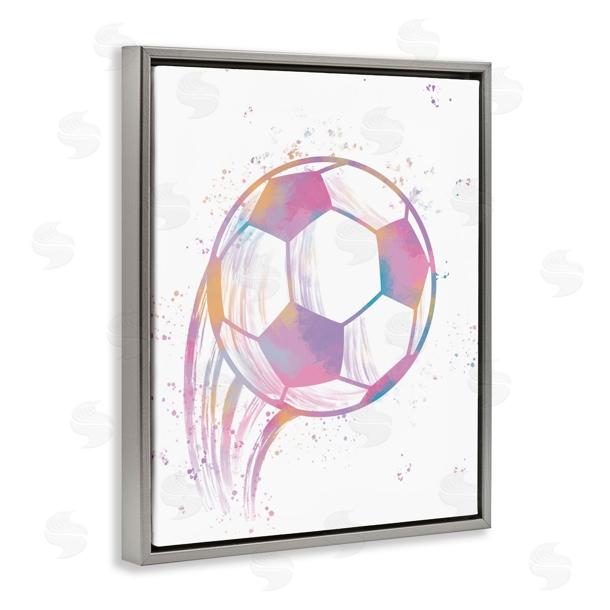 Marcus Prime Fast Pastel Soccer Ball Gray Floating Frame Canvas Art Print