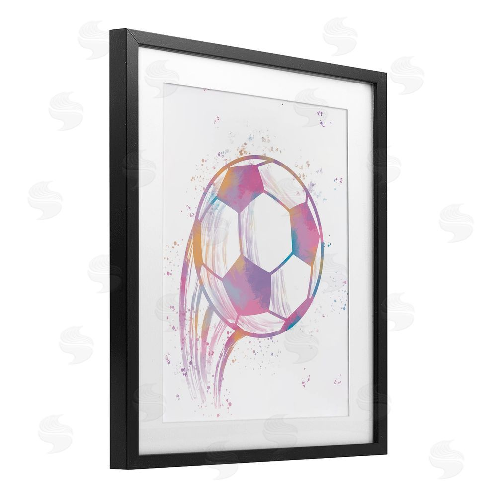 Marcus Prime Fast Pastel Soccer Ball Black Framed Print Under Glass Art