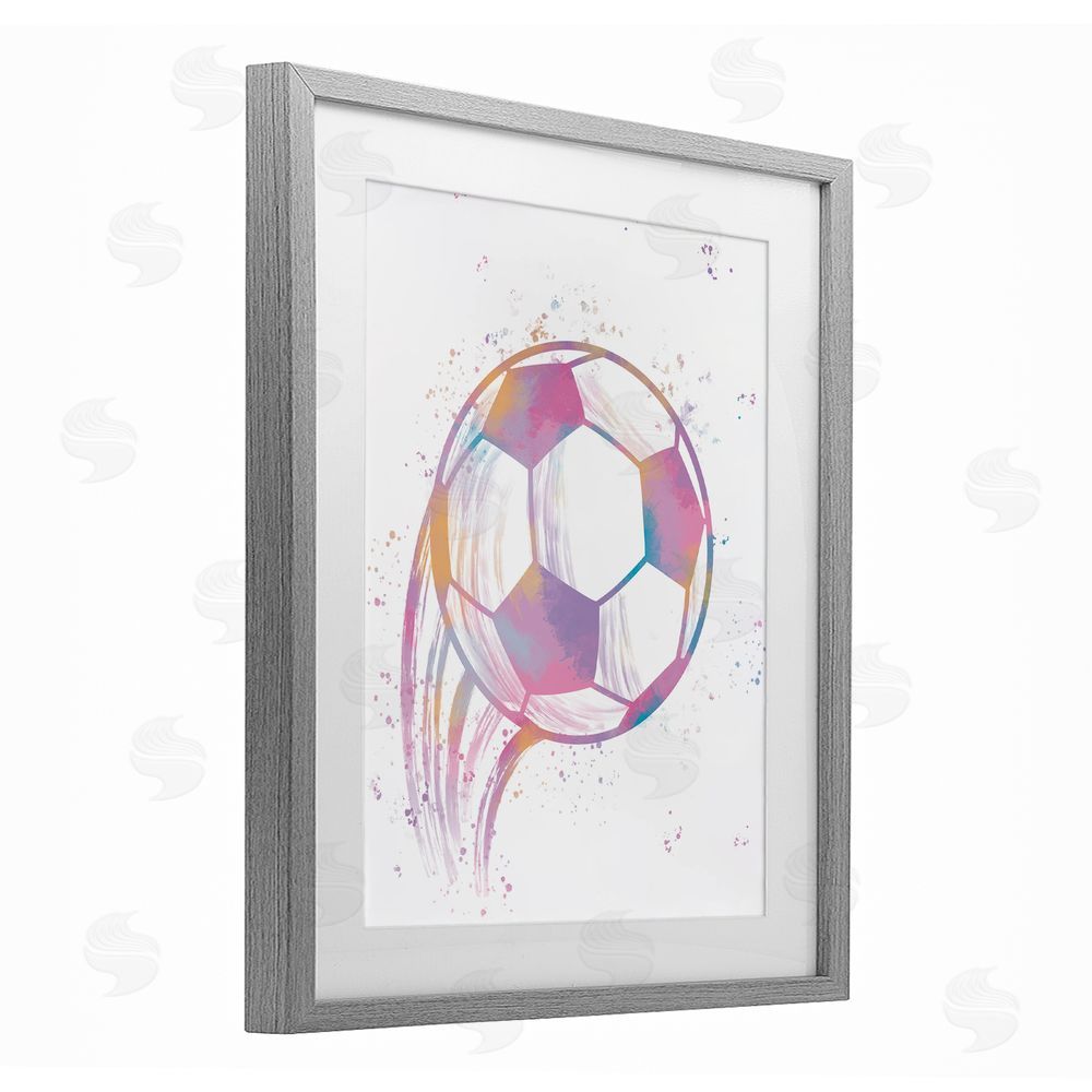 Marcus Prime Fast Pastel Soccer Ball Gray Framed Print Under Glass Art