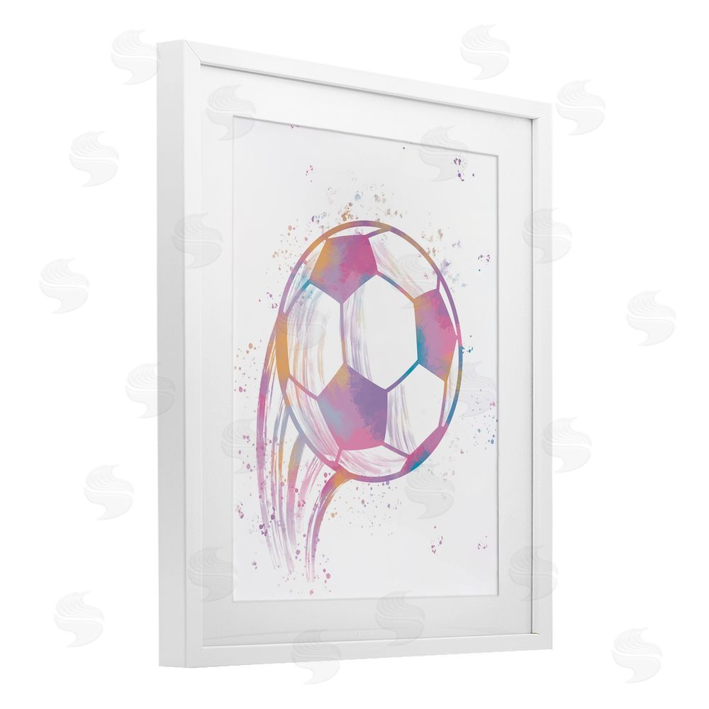 Marcus Prime Fast Pastel Soccer Ball White Framed Print Under Glass Art