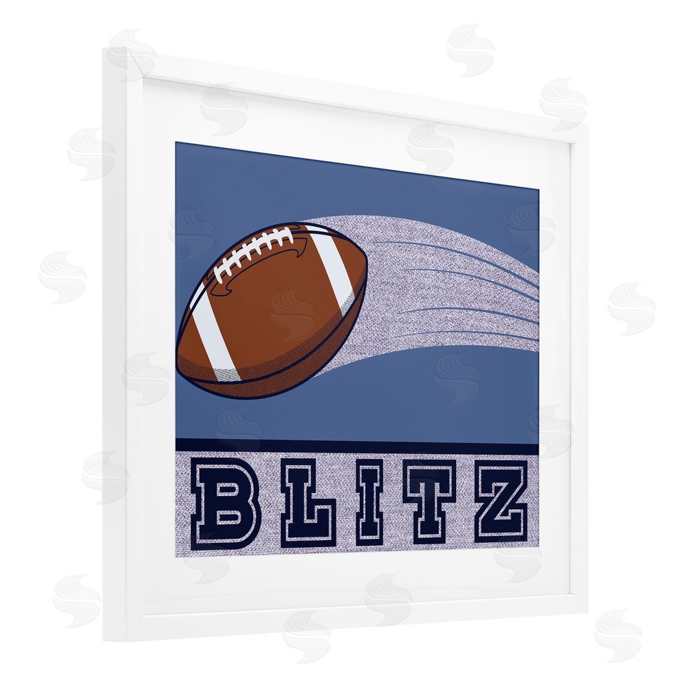 Marcus Prime Blitz Vintage Football White Framed Print Under Glass Art