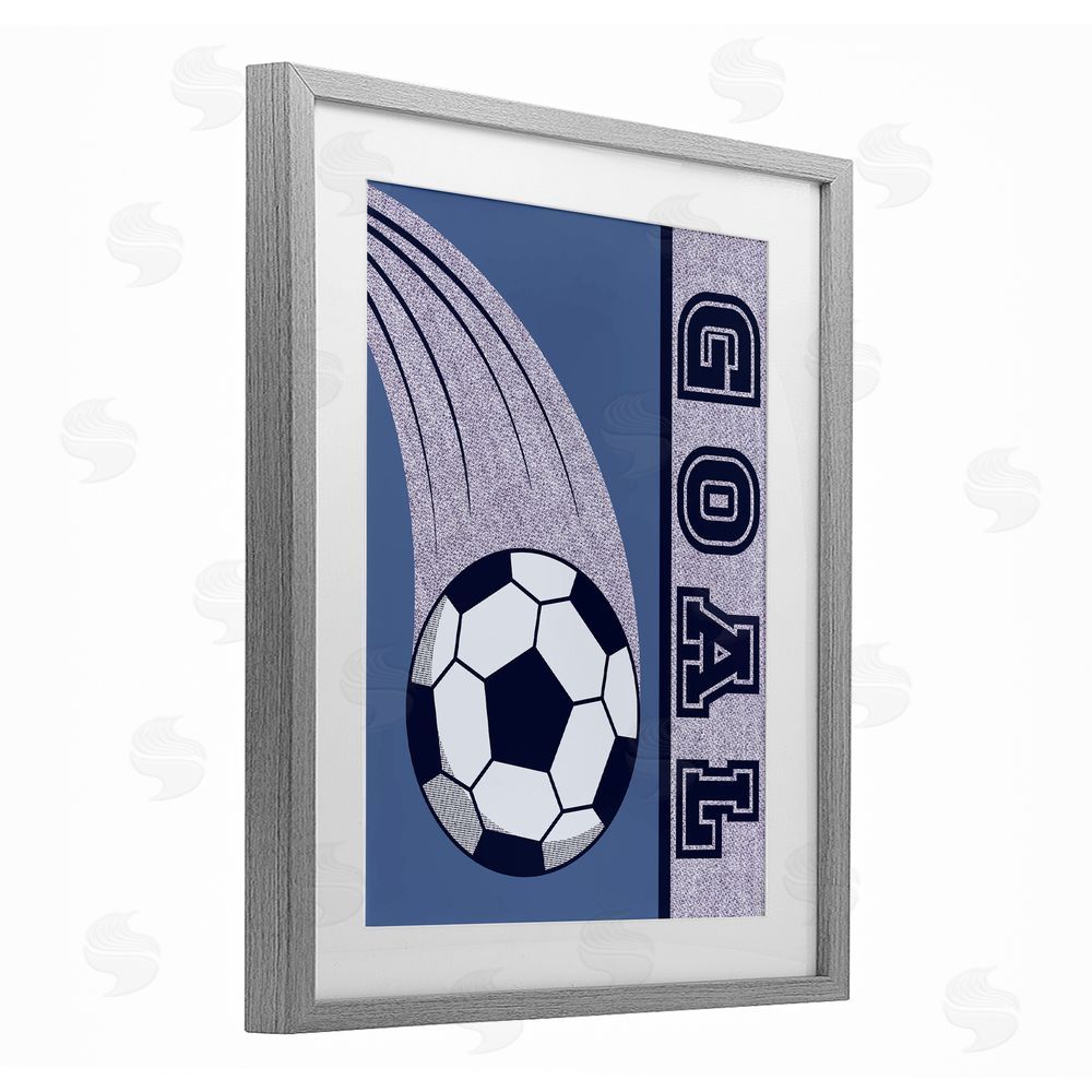 Marcus Prime Goal Vintage Soccer Gray Framed Print Under Glass Art