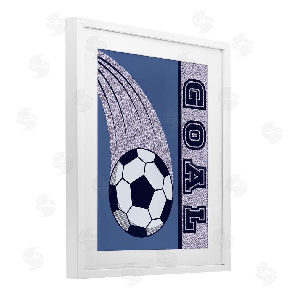 Marcus Prime Goal Vintage Soccer White Framed Print Under Glass Art