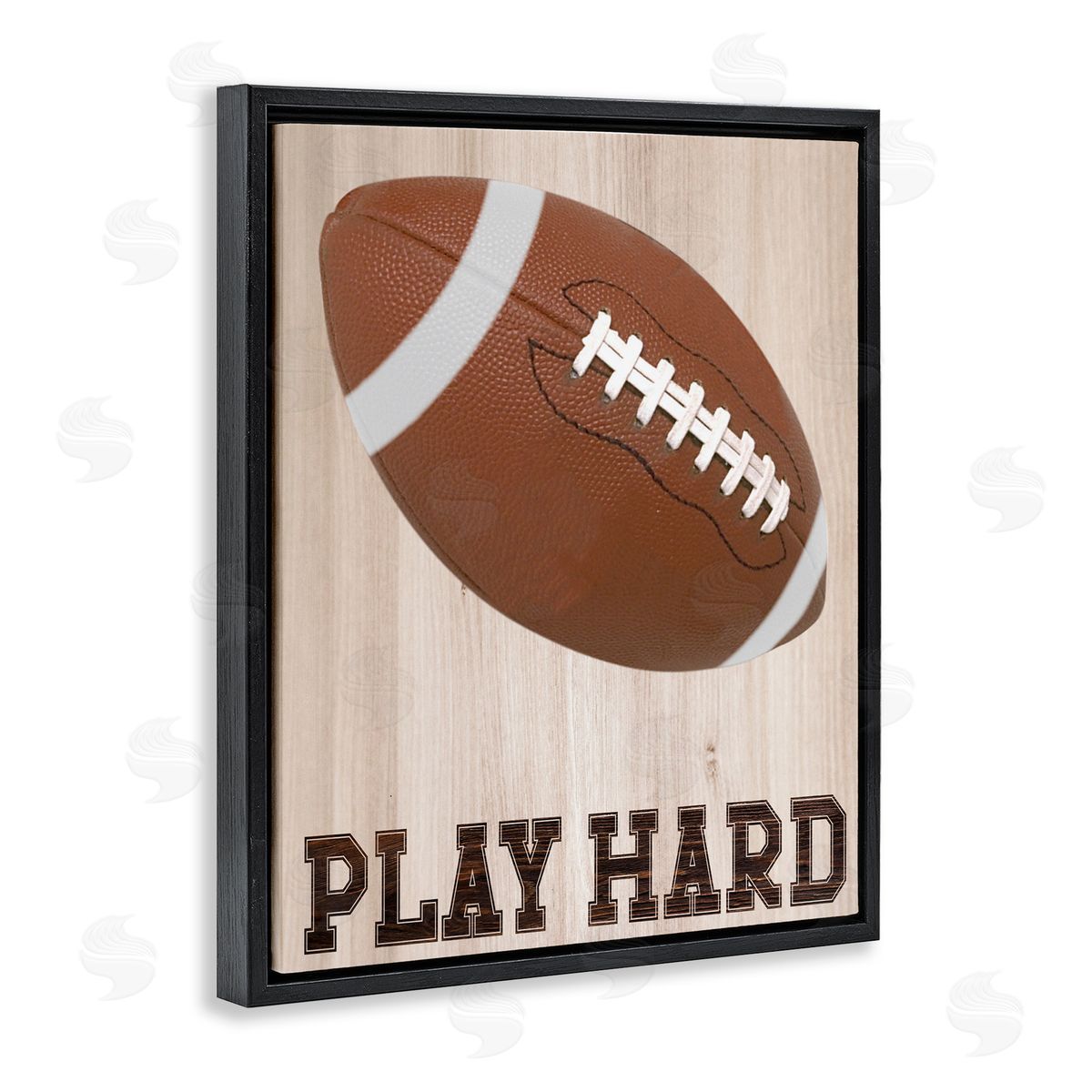 Marcus Prime Play Hard Football Black Floating Frame Canvas Wall Art Print