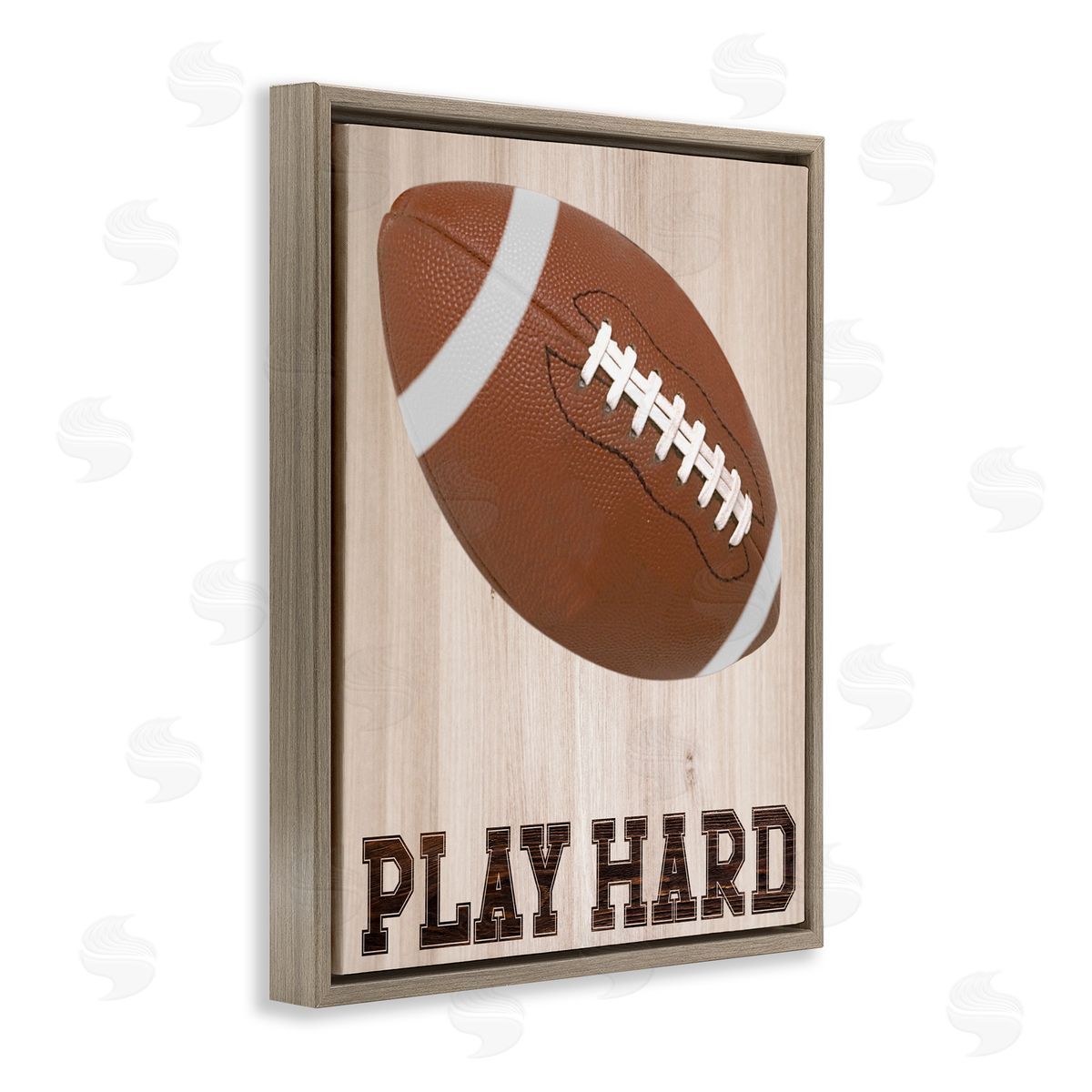 Marcus Prime Play Hard Football Brown Floating Frame Canvas Art Print