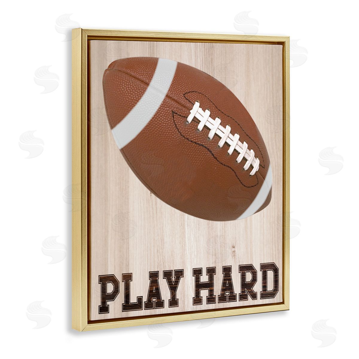 Marcus Prime Play Hard Football Gold Floating Frame Canvas Art Print