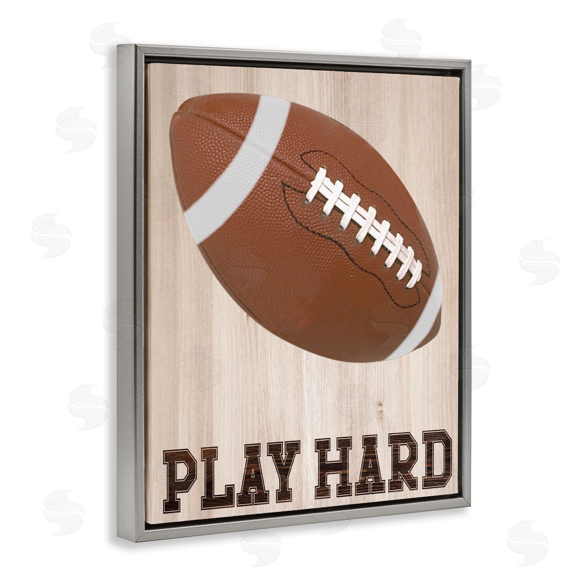 Marcus Prime Play Hard Football Gray Floating Frame Canvas Art Print