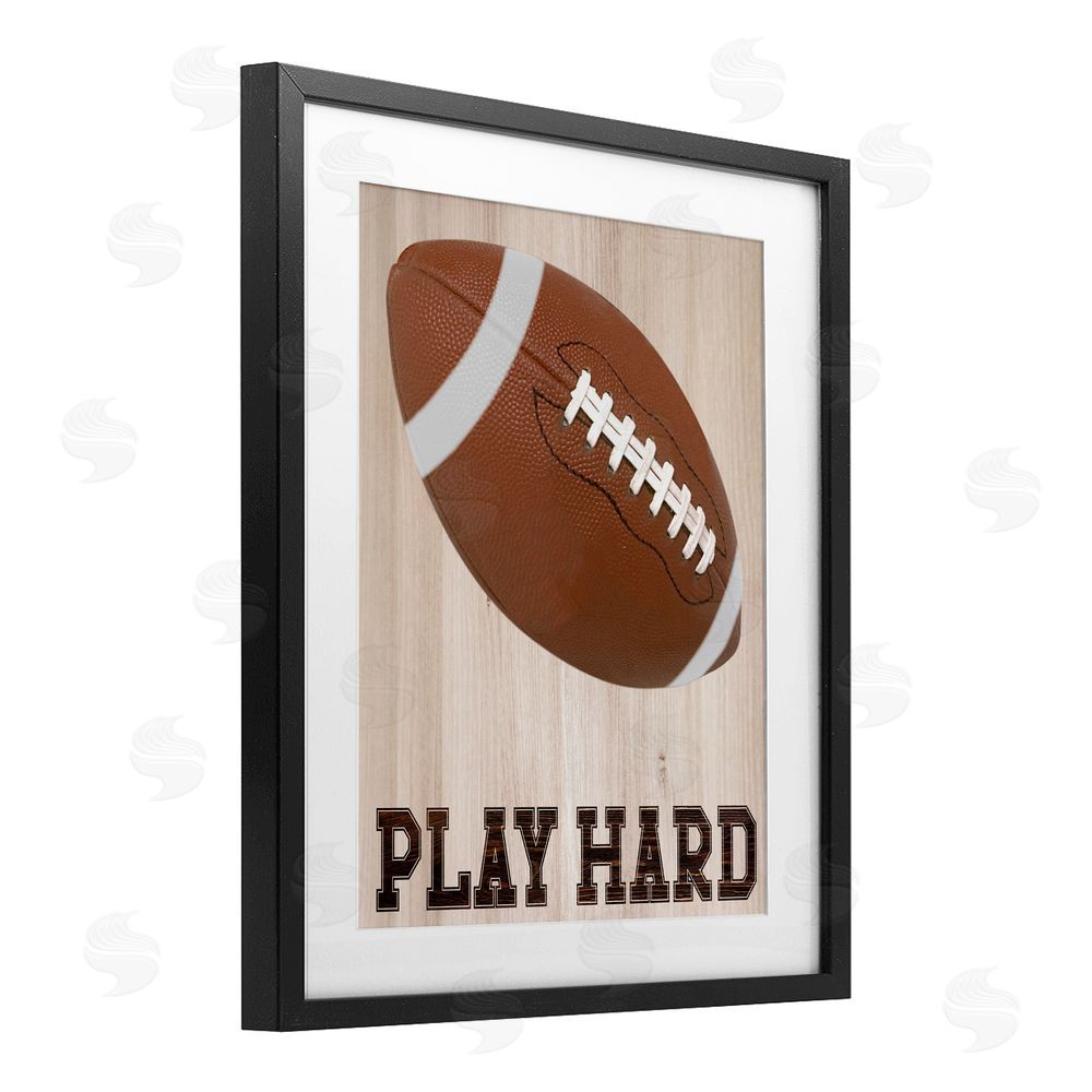 Marcus Prime Play Hard Football Black Framed Print Under Glass Art