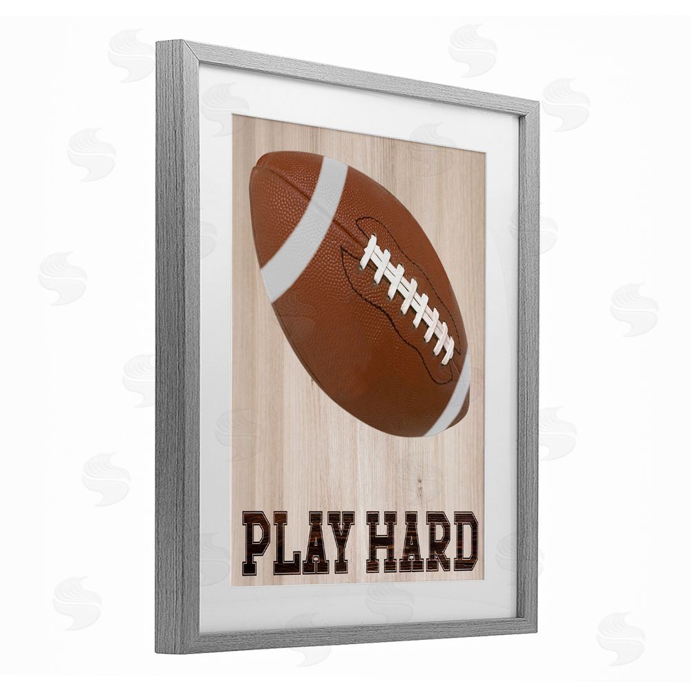 Marcus Prime Play Hard Football Gray Framed Print Under Glass Art