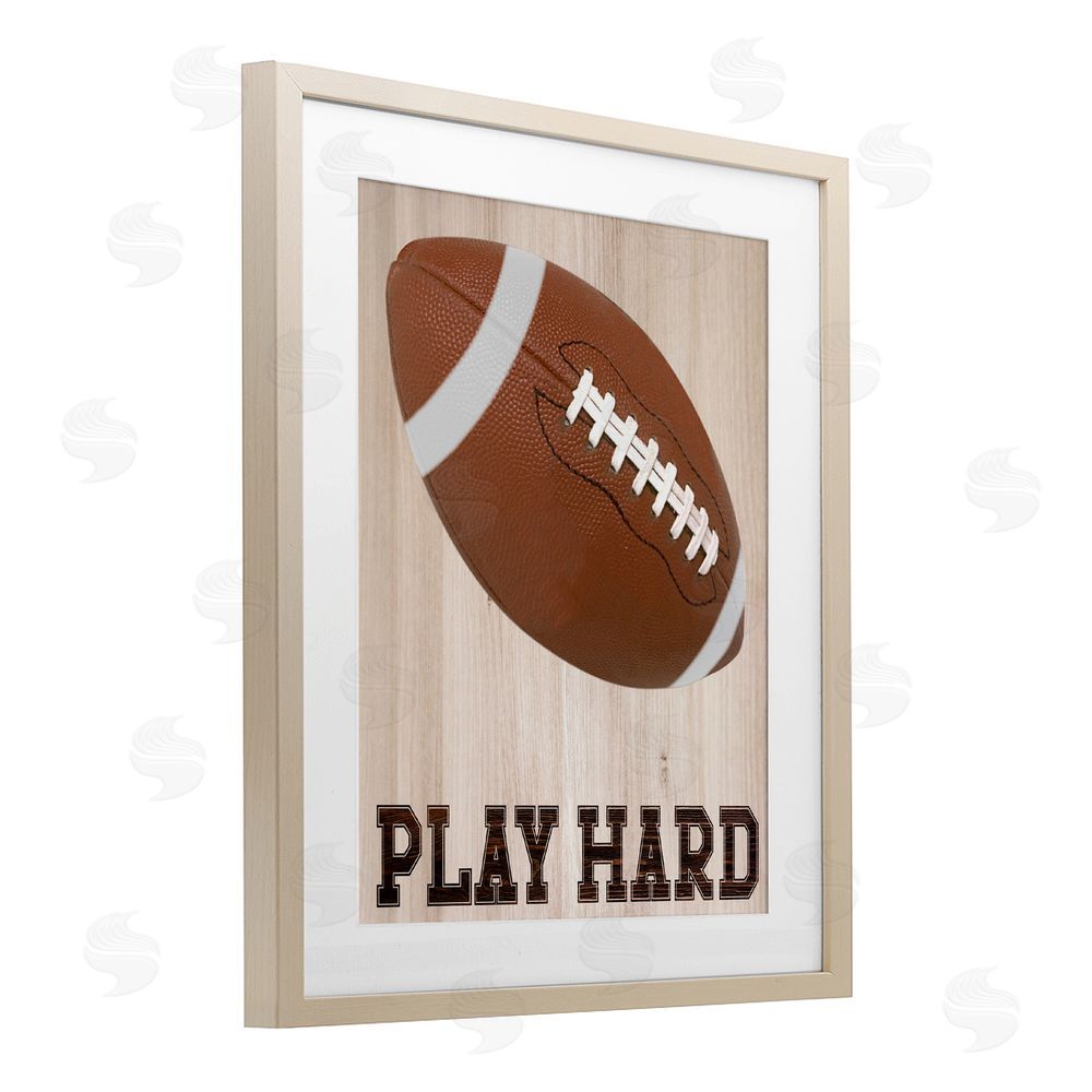 Marcus Prime Play Hard Football Birch Framed Print Under Glass Art