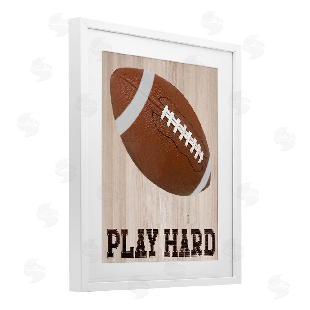 Marcus Prime Play Hard Football White Framed Print Under Glass Art