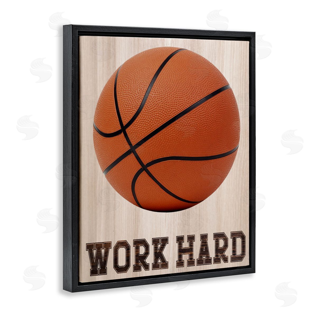 Marcus Prime Work Hard Basketball Black Floating Frame Canvas Wall Art Print