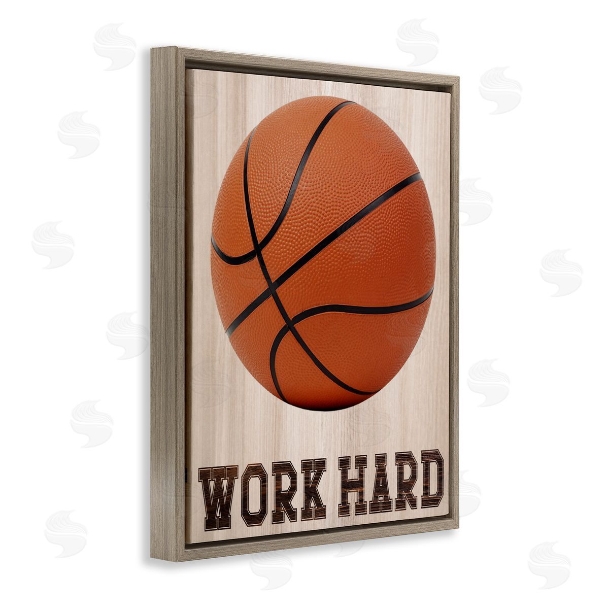 Marcus Prime Work Hard Basketball Brown Floating Frame Canvas Art Print