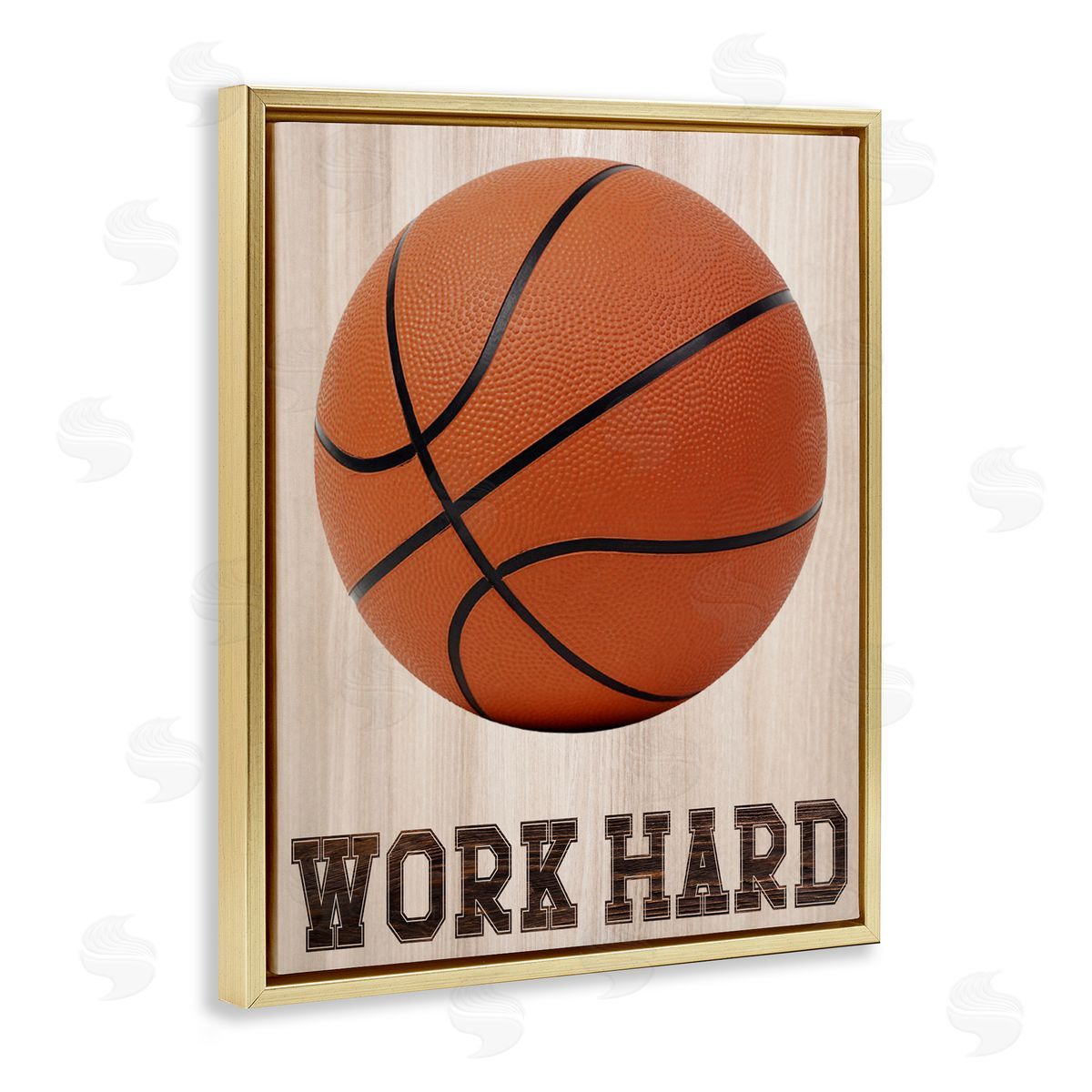 Marcus Prime Work Hard Basketball Gold Floating Frame Canvas Art Print