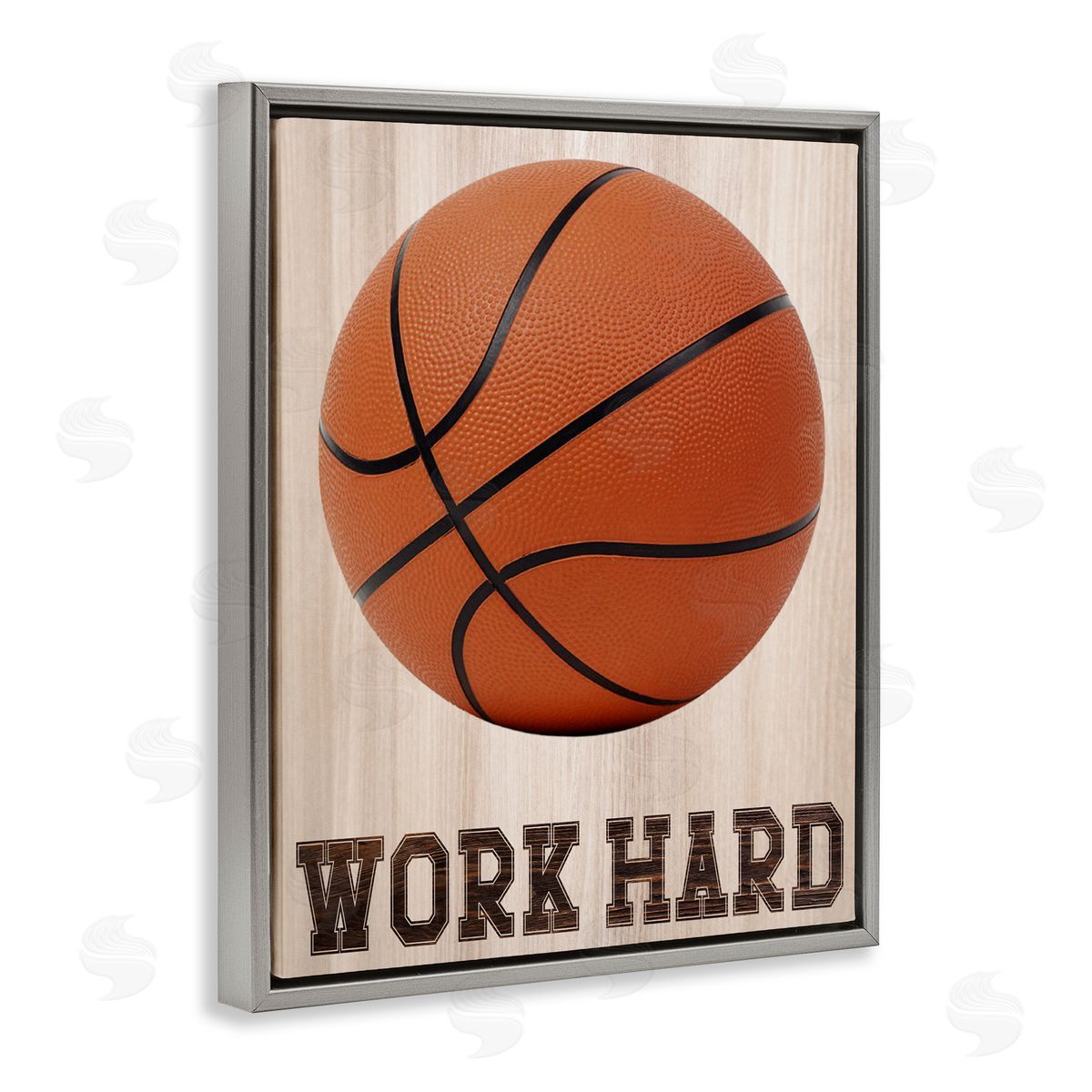Marcus Prime Work Hard Basketball Gray Floating Frame Canvas Art Print