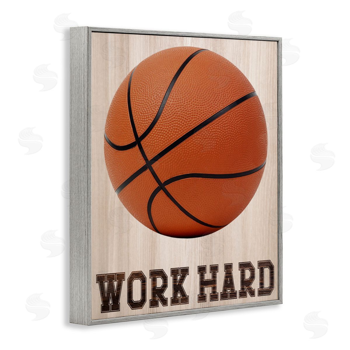 Marcus Prime Work Hard Basketball Gray Framed Giclee Art Print