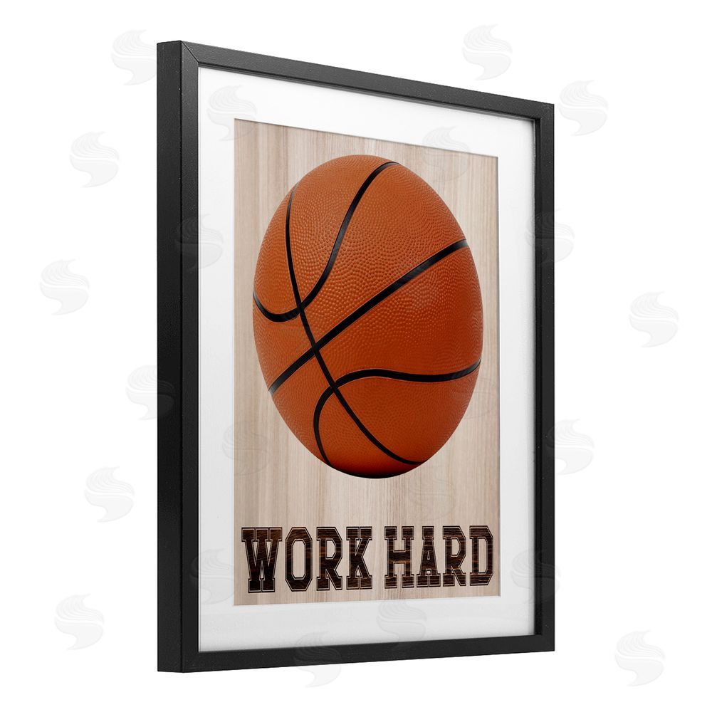 Marcus Prime Work Hard Basketball Black Framed Print Under Glass Art