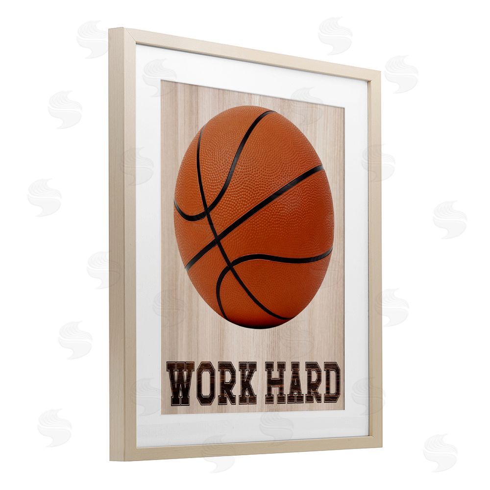 Marcus Prime Work Hard Basketball Birch Framed Print Under Glass Art