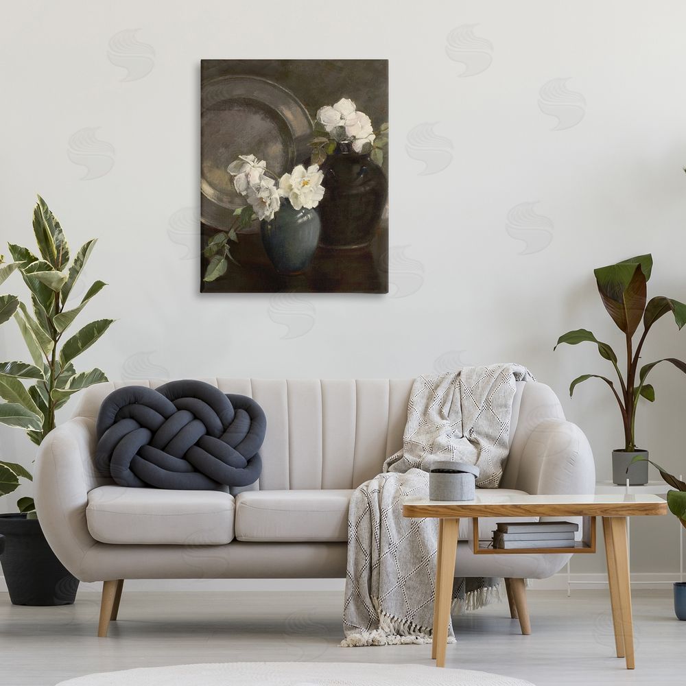 Leah Straatsma Peony Still Life with Plate Printed Wall Art in Room