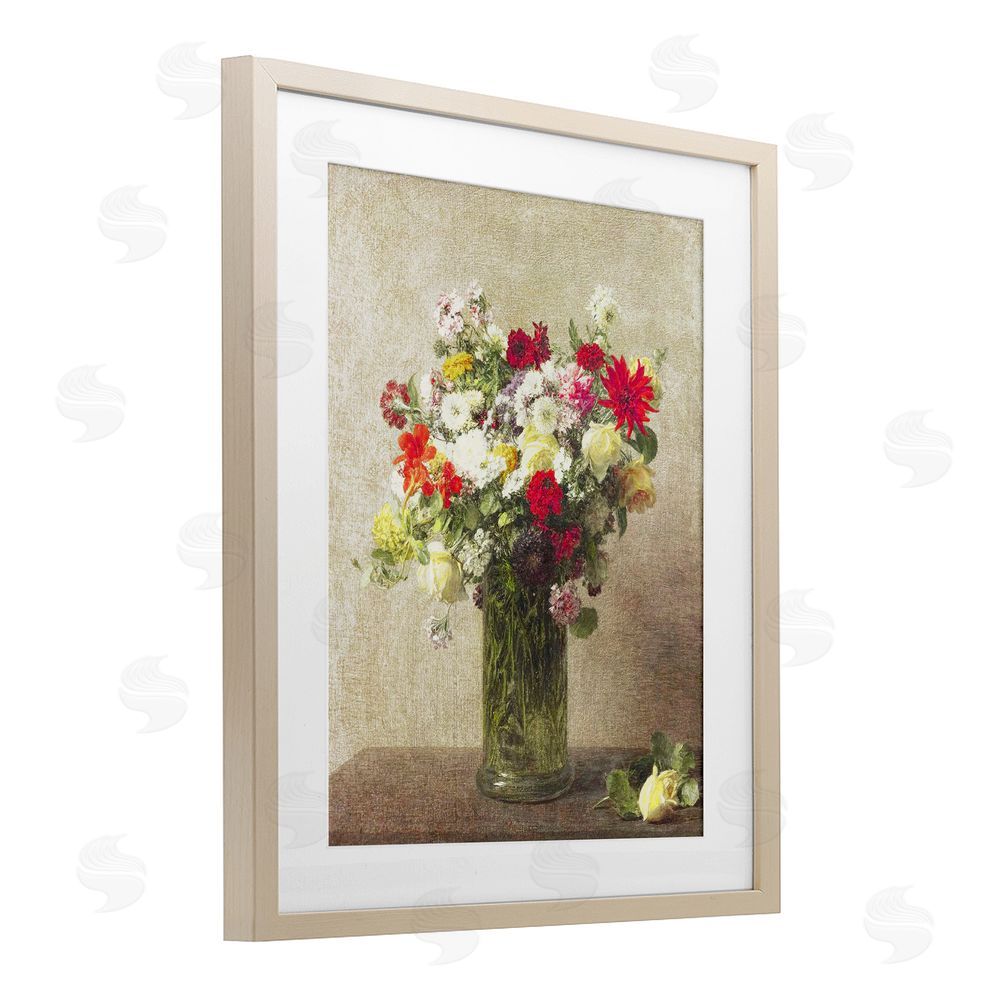 Leah Straatsma Yellow And Red Vintage Florals Birch Framed Print Under Glass Art