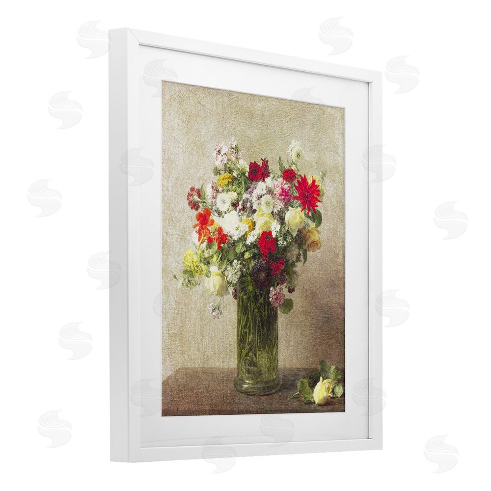 Leah Straatsma Yellow And Red Vintage Florals White Framed Print Under Glass Art
