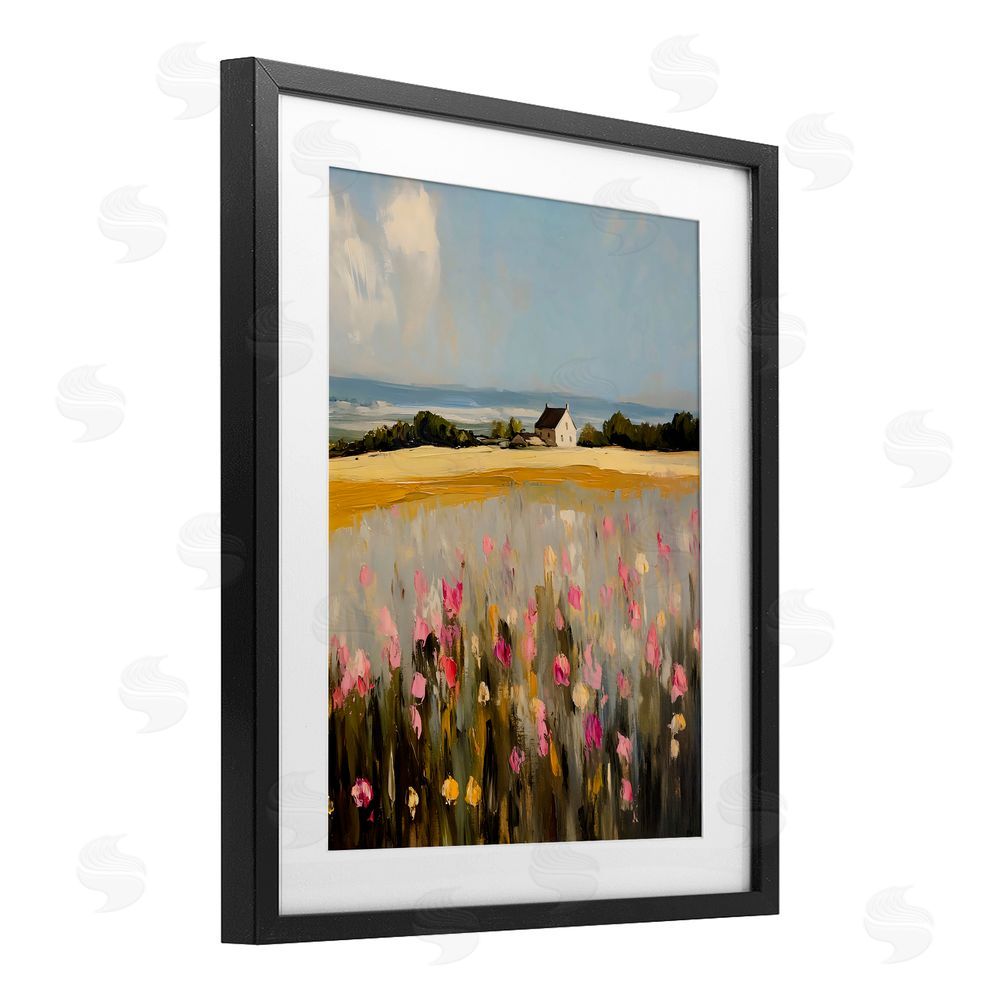 Franklyn Gregory Expressive Coastal Cottage Black Framed Print Under Glass with White Mat Wall Art