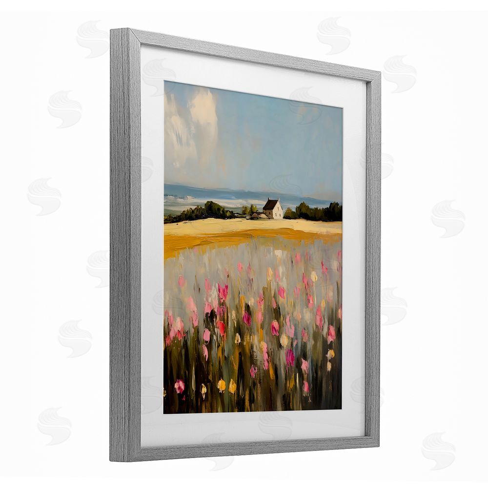 Franklyn Gregory Expressive Coastal Cottage Gray Framed Print Under Glass with White Mat Wall Art