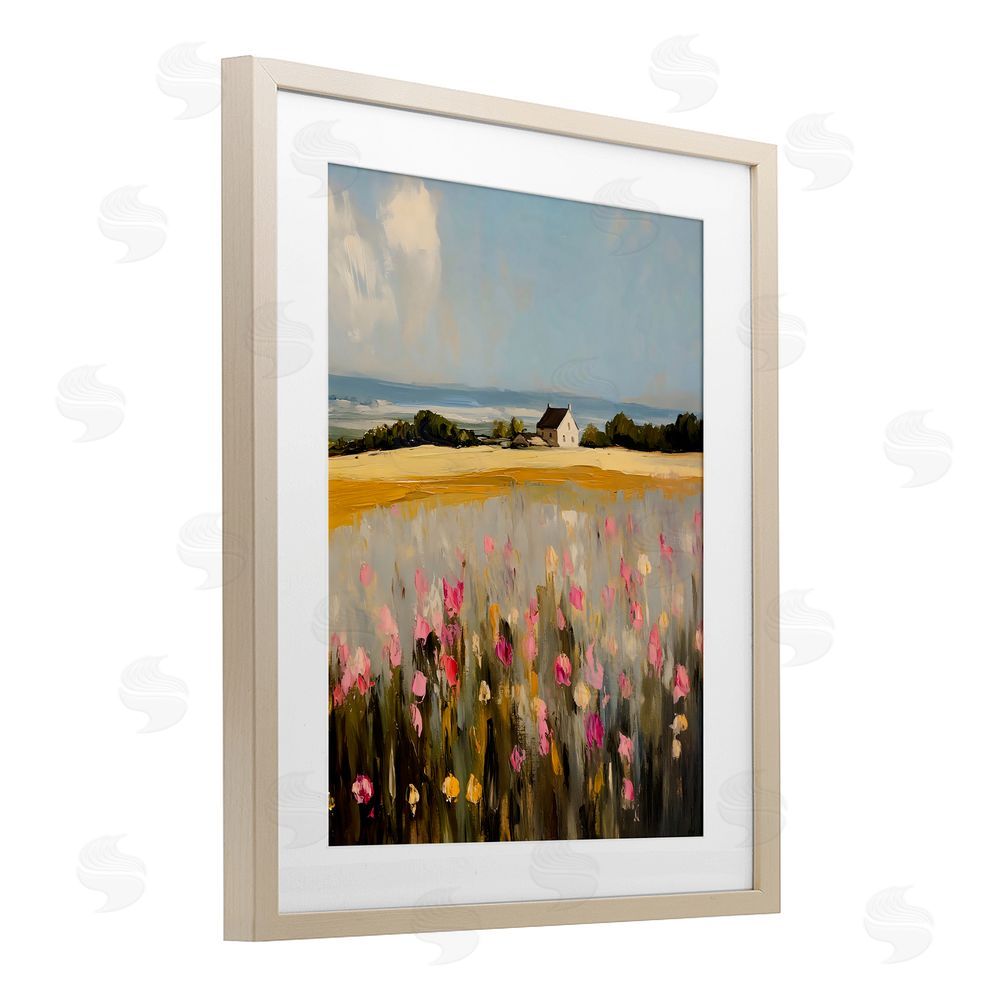 Franklyn Gregory Expressive Coastal Cottage Birch Framed Print Under Glass with White Mat Wall Art