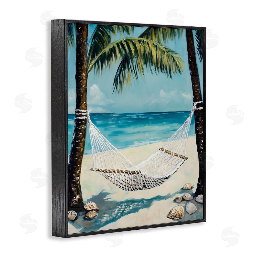 Franklyn Gregory Breezy Coastal Hammock Black Framed Giclee Wall Art Print