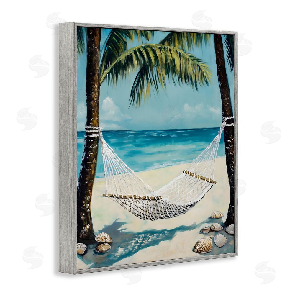 Franklyn Gregory Breezy Coastal Hammock Gray Framed Giclee Wall Art Print