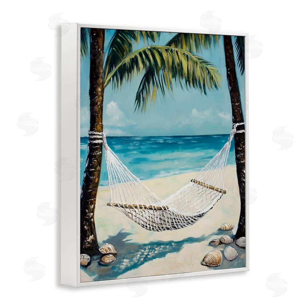 Franklyn Gregory Breezy Coastal Hammock White Framed Giclee Wall Art Print