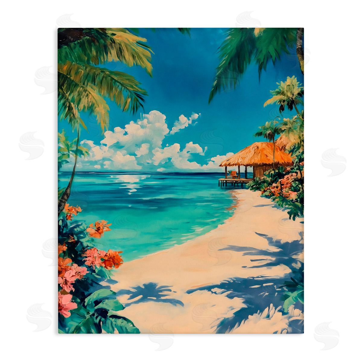 Franklyn Gregory Tropical Oceanside Cabana Canvas Wall Art Print