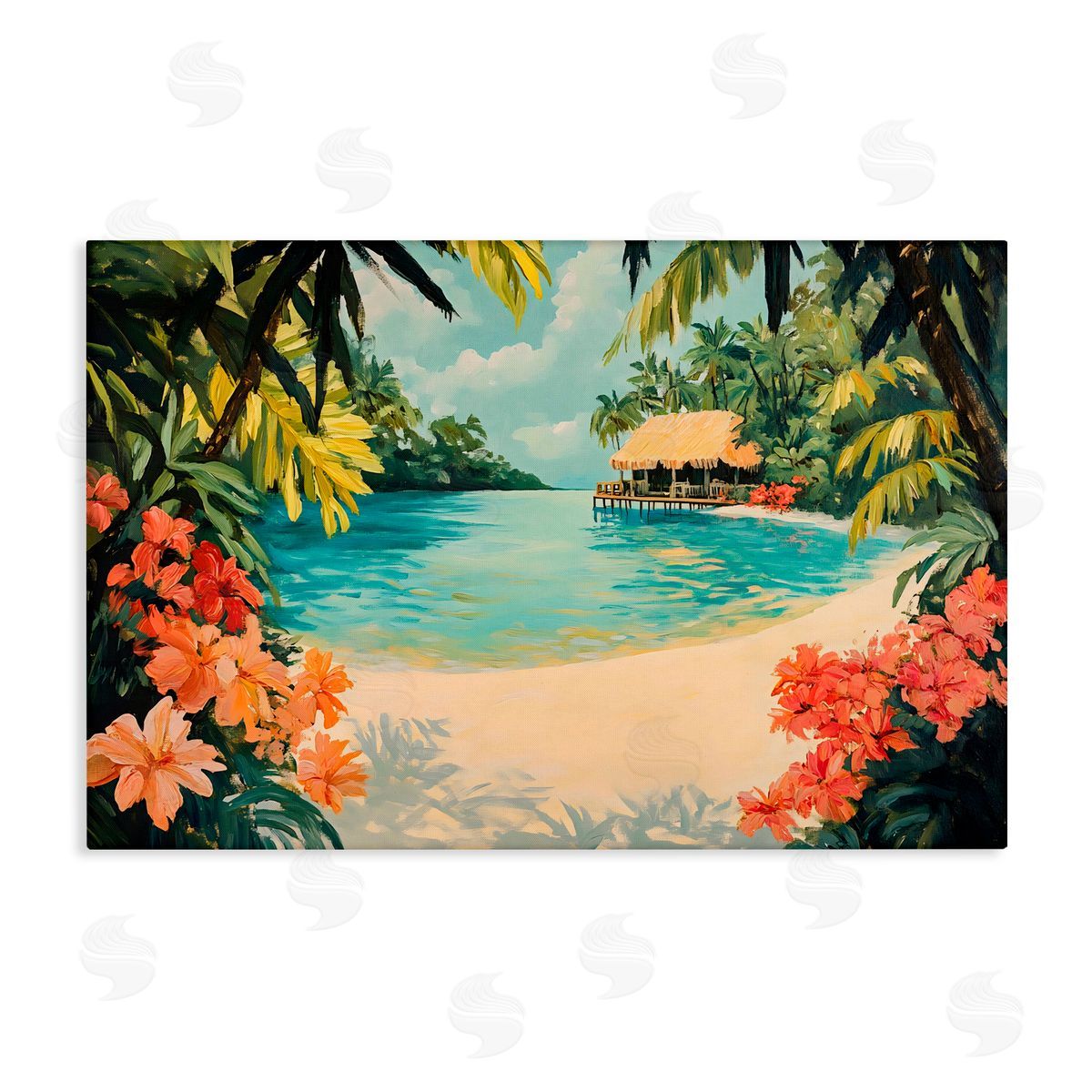 Franklyn Gregory Tropical Bungalow Lagoon Canvas Wall Art Print