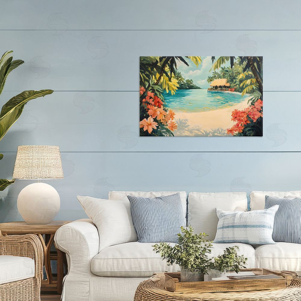 Franklyn Gregory Tropical Bungalow Lagoon Canvas Art on Wall