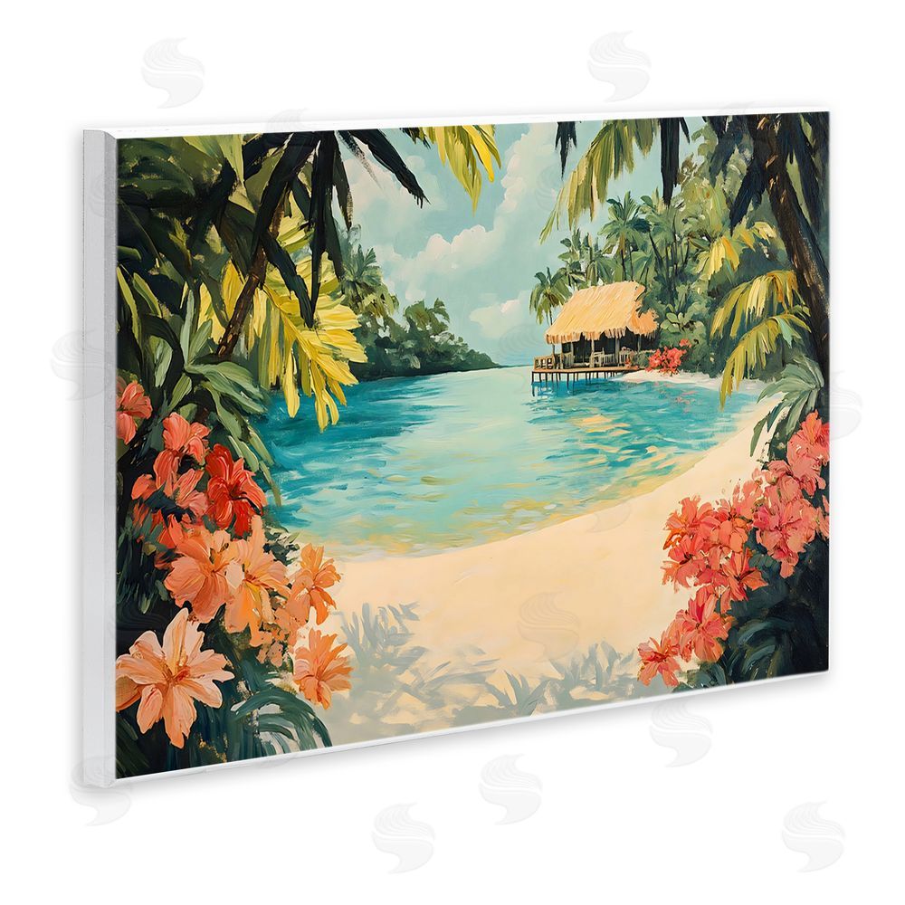 Franklyn Gregory Tropical Bungalow Lagoon Wall Plaque Art Print