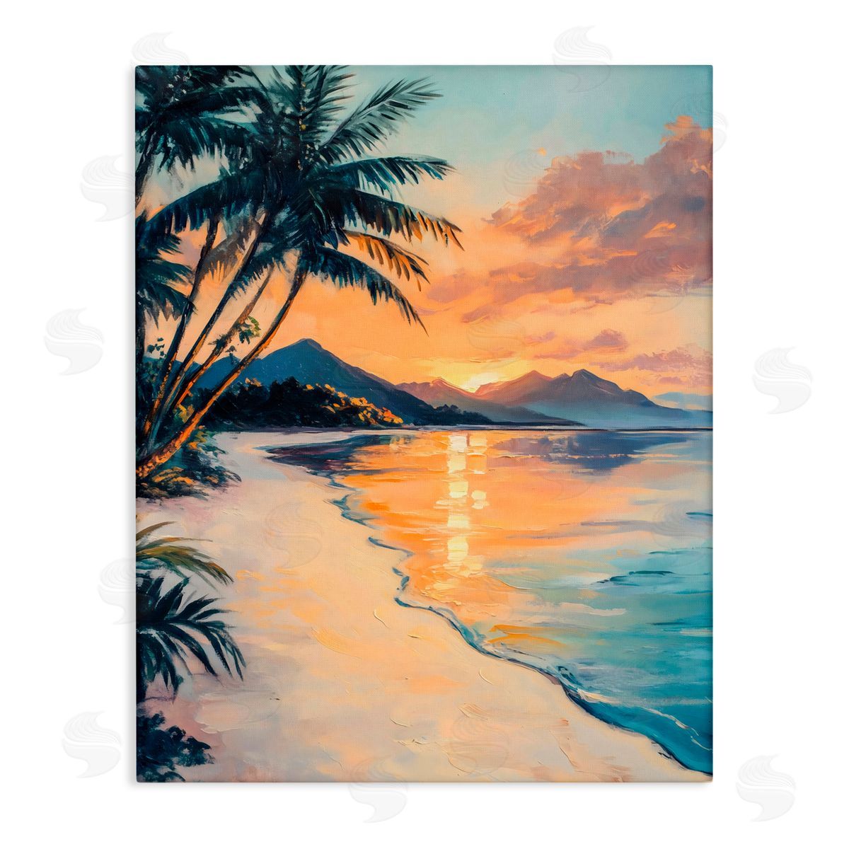 Franklyn Gregory Tropical Mountain Sunset Canvas Wall Art Print