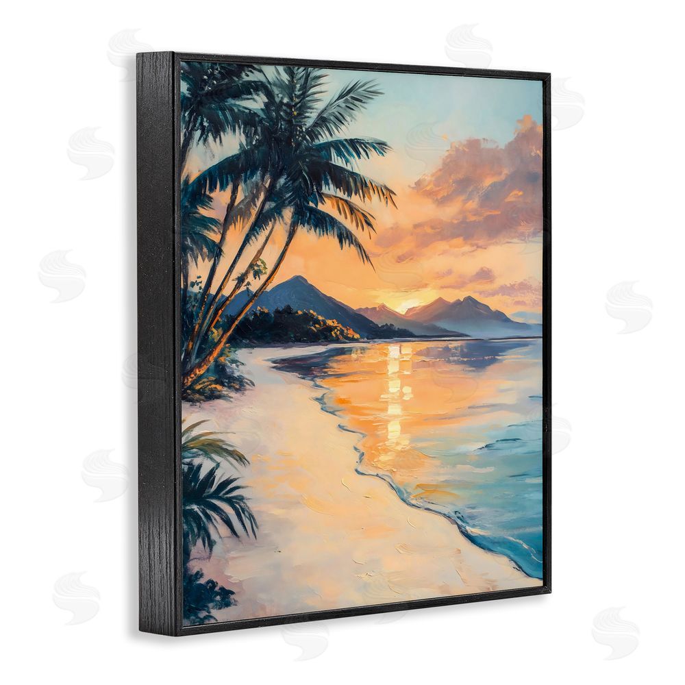 Franklyn Gregory Tropical Mountain Sunset Black Framed Giclee Wall Art Print