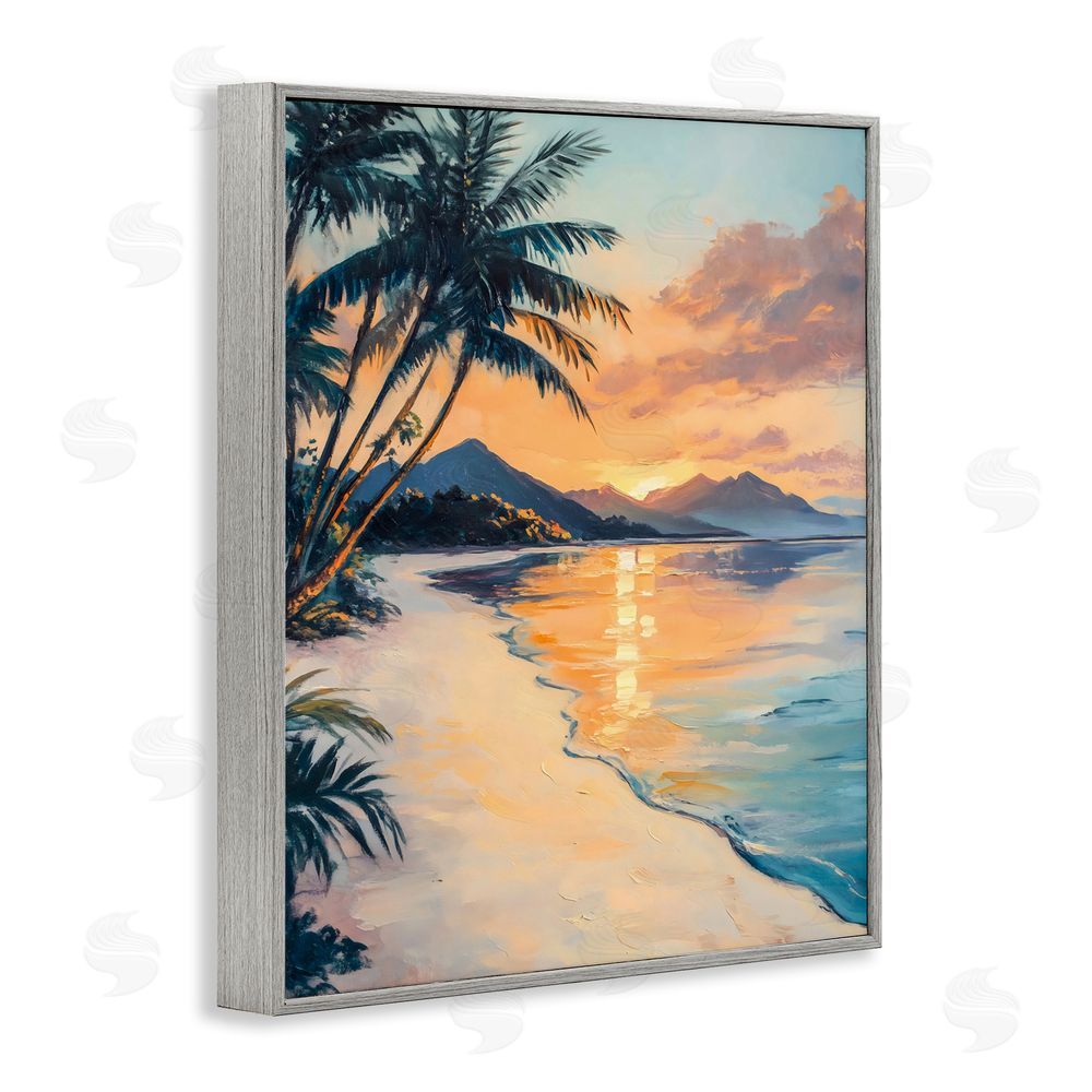 Franklyn Gregory Tropical Mountain Sunset Gray Framed Giclee Wall Art Print