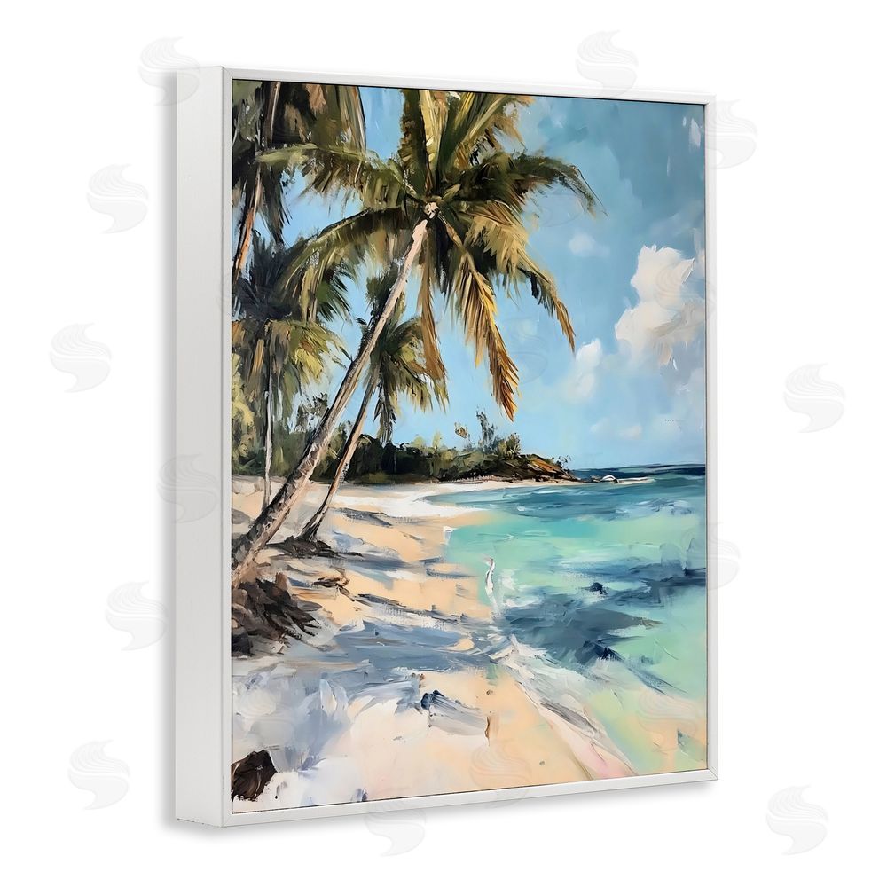Franklyn Gregory Tranquil Tropical Coastline White Framed Giclee Wall Art Print