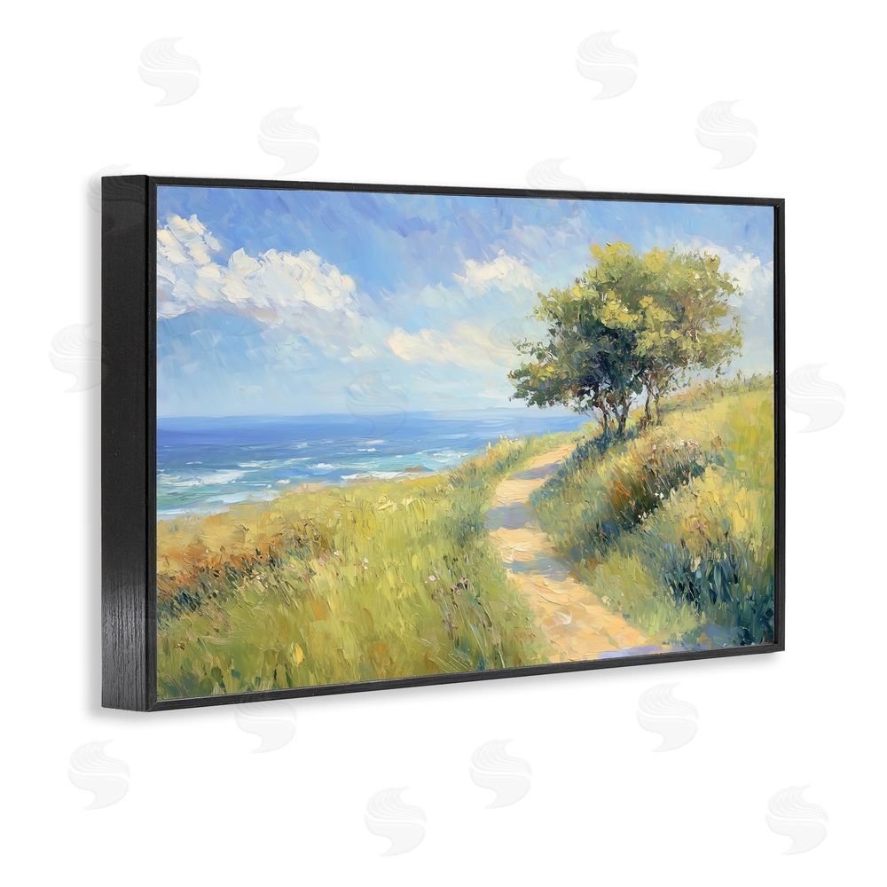 Gina Kelly Ocean Coast Walk Landscape Black Framed Giclee Wall Art Print