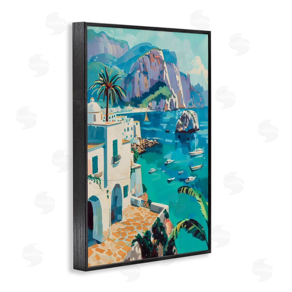 LSR Design Studio In the Bay Nautical Coast Black Framed Giclee Wall Art Print