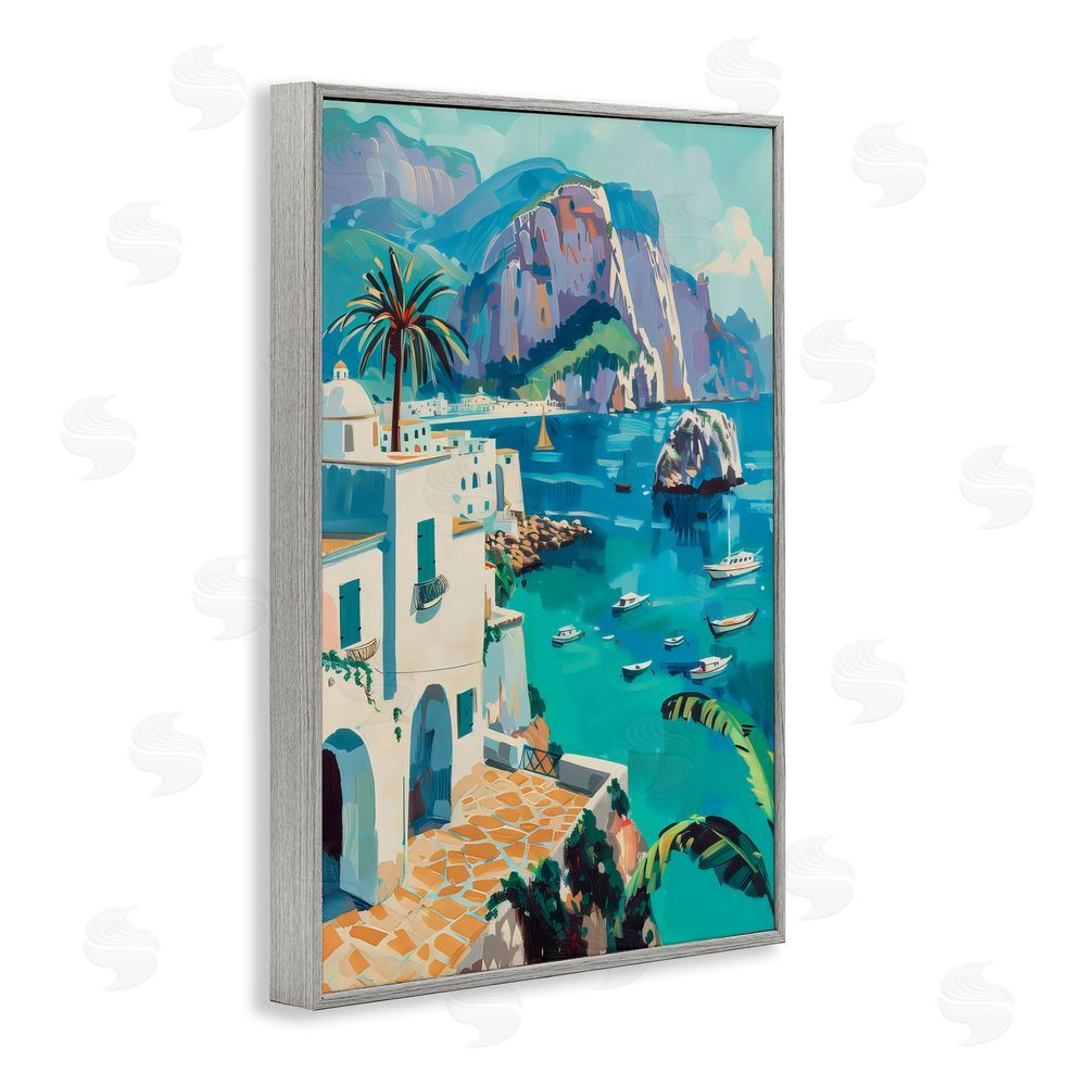 LSR Design Studio In the Bay Nautical Coast Gray Framed Giclee Wall Art Print