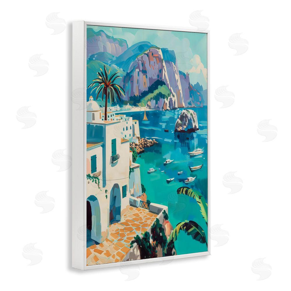 LSR Design Studio In the Bay Nautical Coast White Framed Giclee Wall Art Print