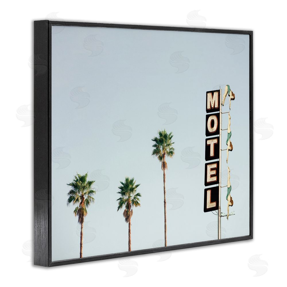 Sisi and Seb Diving Ladies Motel Sign Black Framed Giclee Wall Art Print