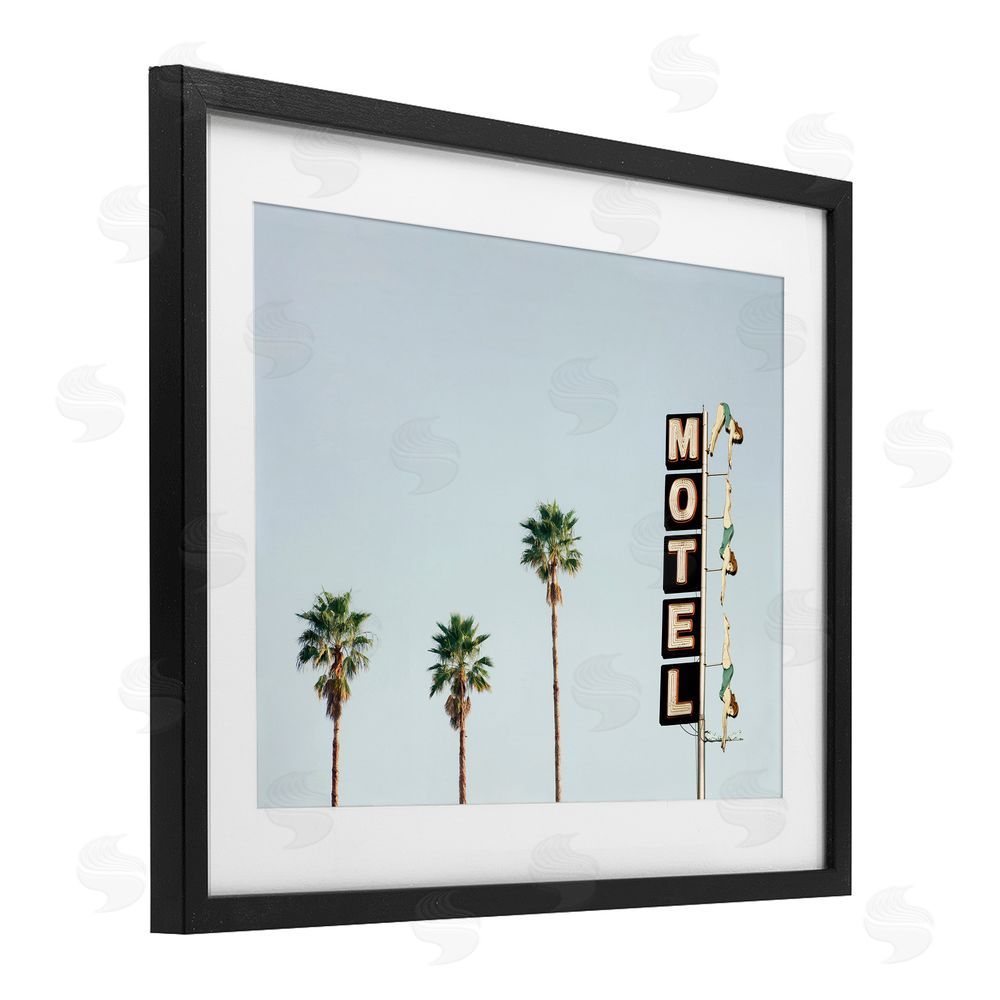 Sisi and Seb Diving Ladies Motel Sign Black Framed Print Under Glass with White Mat Wall Art