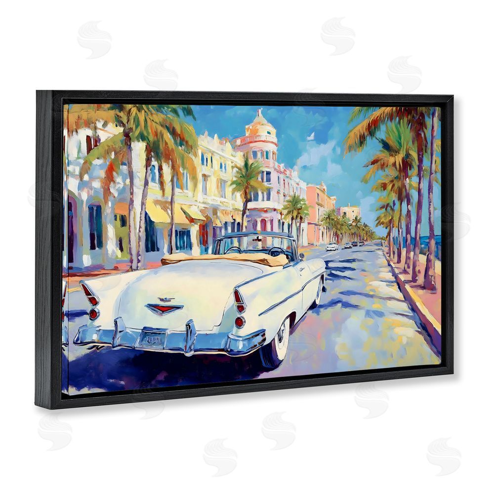 Franklyn Gregory Vintage Convertible Boulevard Black Floating Frame Canvas Wall Art Print