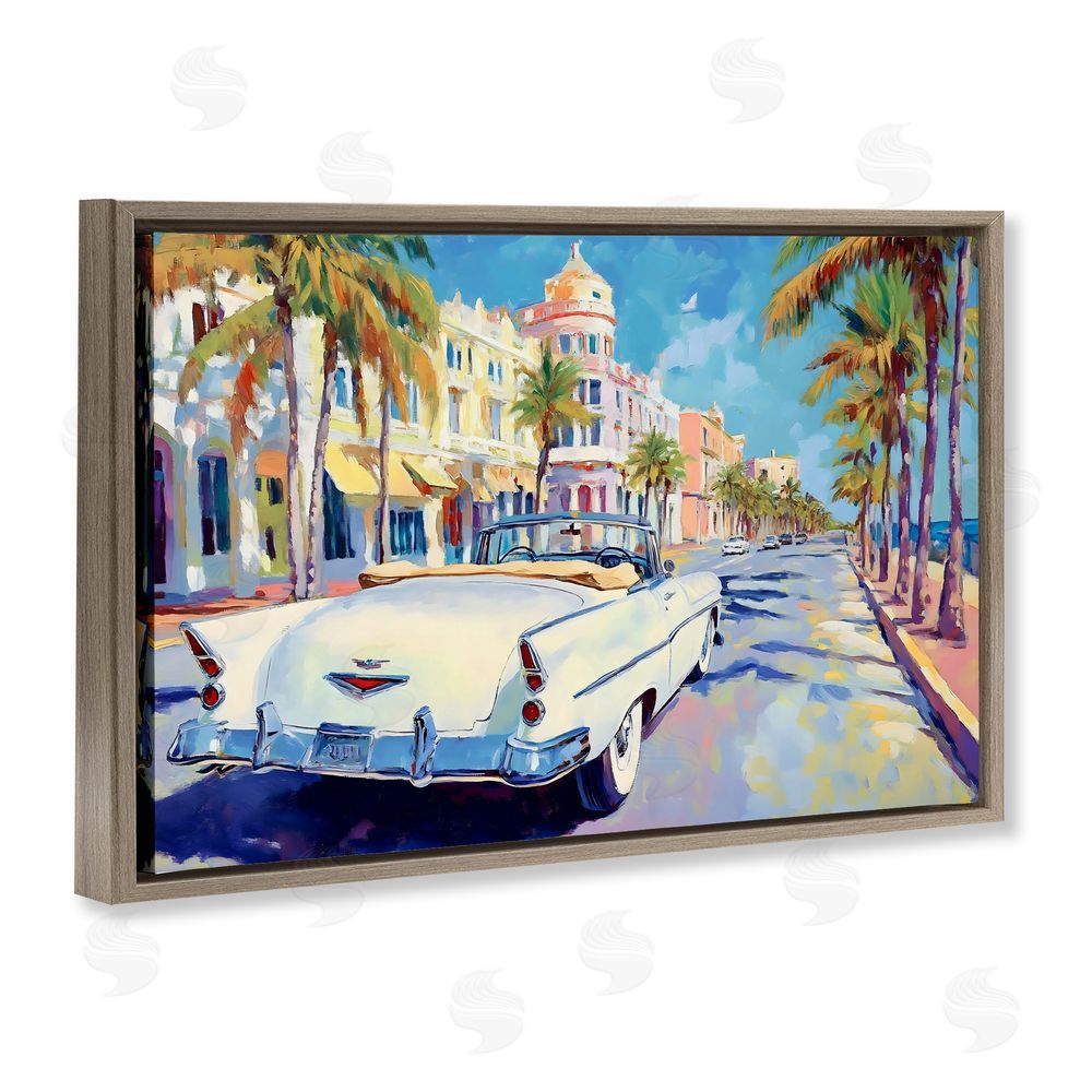 Franklyn Gregory Vintage Convertible Boulevard Brown Floating Frame Canvas Wall Art Print