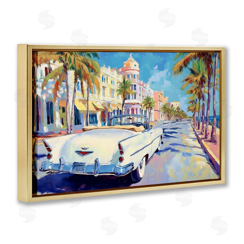 Franklyn Gregory Vintage Convertible Boulevard Gold Floating Frame Canvas Wall Art Print
